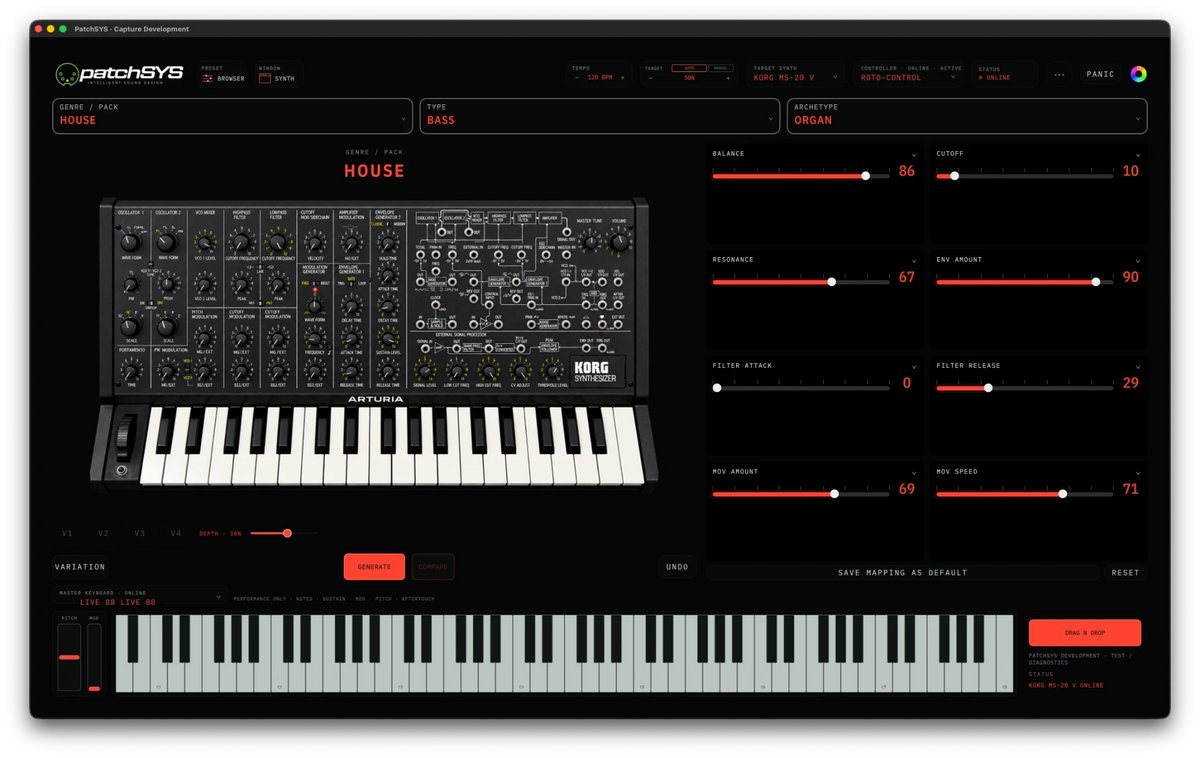 PatchSYS controlling Korg MS-20 hardware